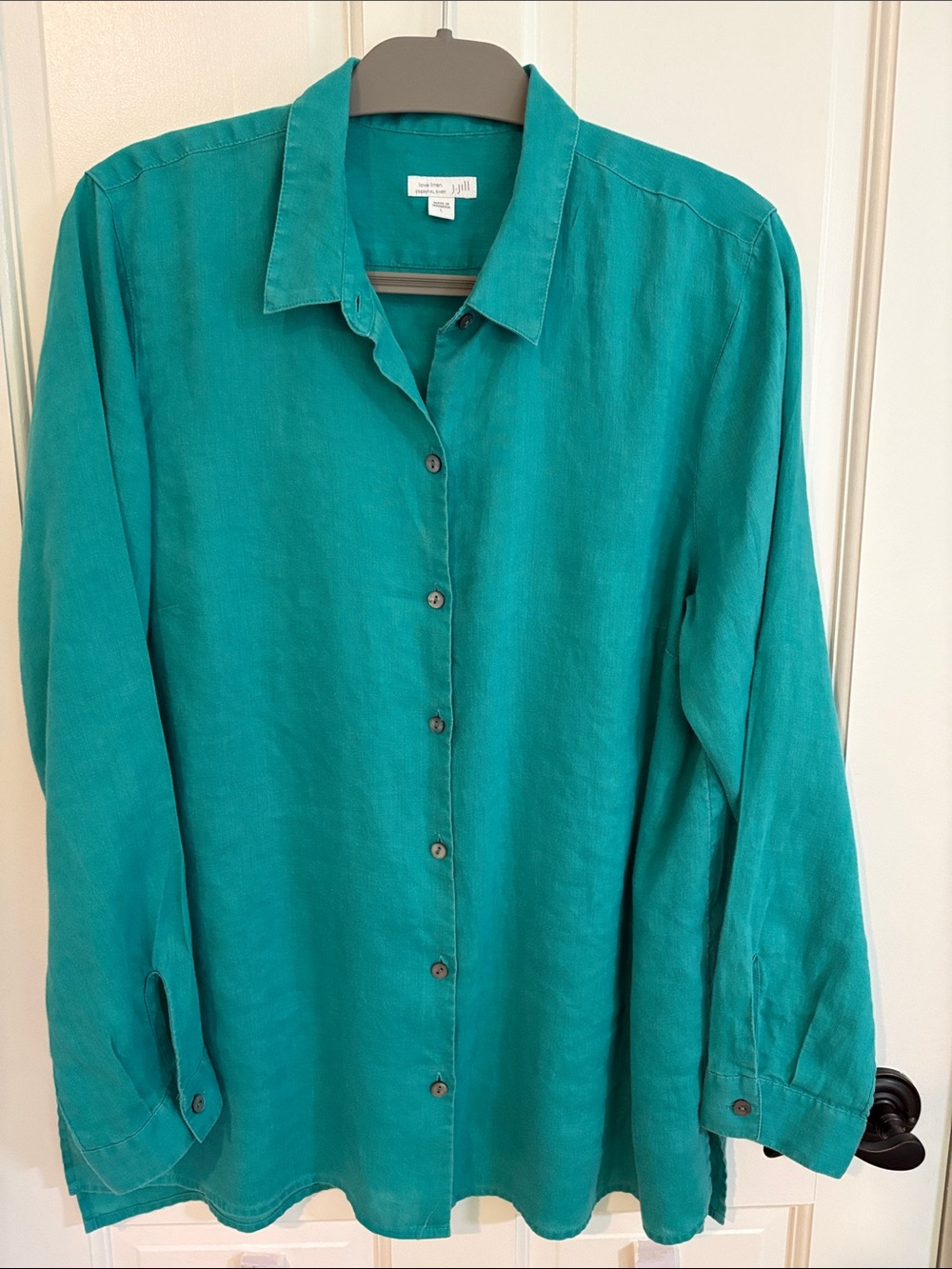 J. Jill Size L Teal Linen Essential Shirt